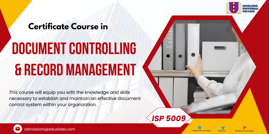 Certificate Course in Document Controlling and Record Management ...